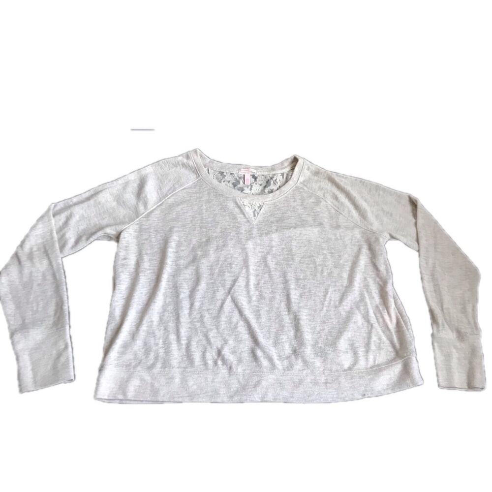 Victoria’s Secret Lace Cropped Sweatshirt Size M Crewneck Pullover Loungewear